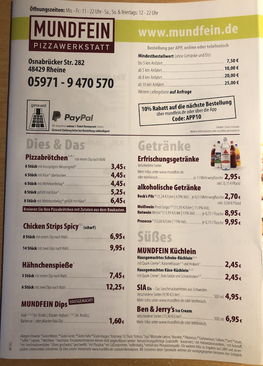 Menu Mundfein Pizzawerkstatt Rheine-3